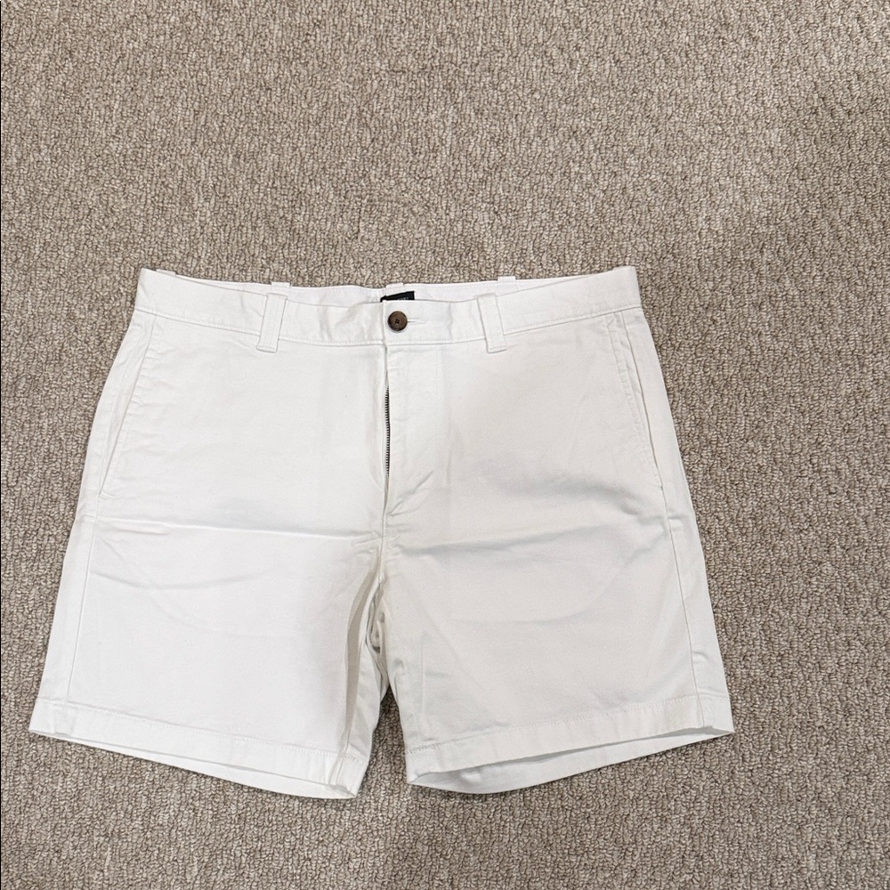 J. Crew flat front White Shorts, 34”x7”, like new